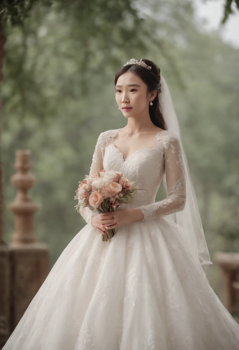 Li Longfu in a wedding dress