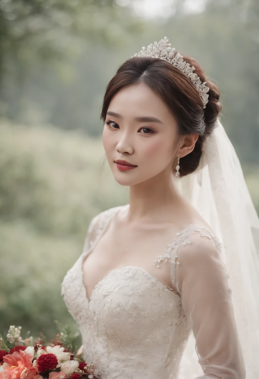 Li Longfu in a wedding dress