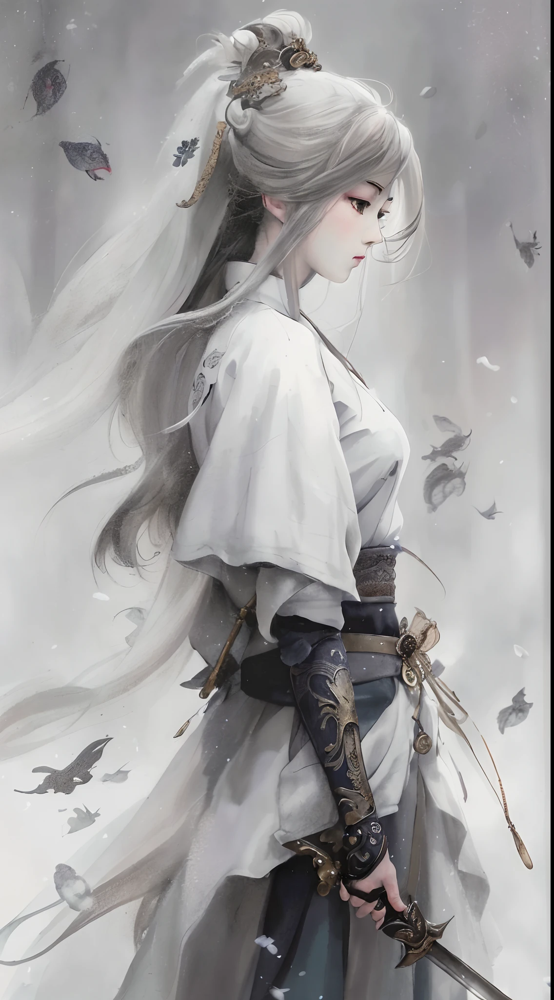 A girl with white hair holding a sword, Yang J., Diao Xiu Art Station Gu Weizi, Xiu Xiu Art Station Gu Weizi, Zeng Jing, Leng Mei, Li Song, beautiful calligraphy, Tang Yifen, Fan Qi, Wu Zhunshi Fan, Zhou Wenjing

(best quality, 4k, 8k, highres, masterpiece:1.2), ultra-detailed, (realistic, photorealistic, photo-realistic:1.37), HDR, UHD, studio lighting, ultra-fine painting, sharp focus, physically-based rendering, extreme detail description, professional, vivid colors, bokeh

anime style, vibrant colors, dynamic lighting