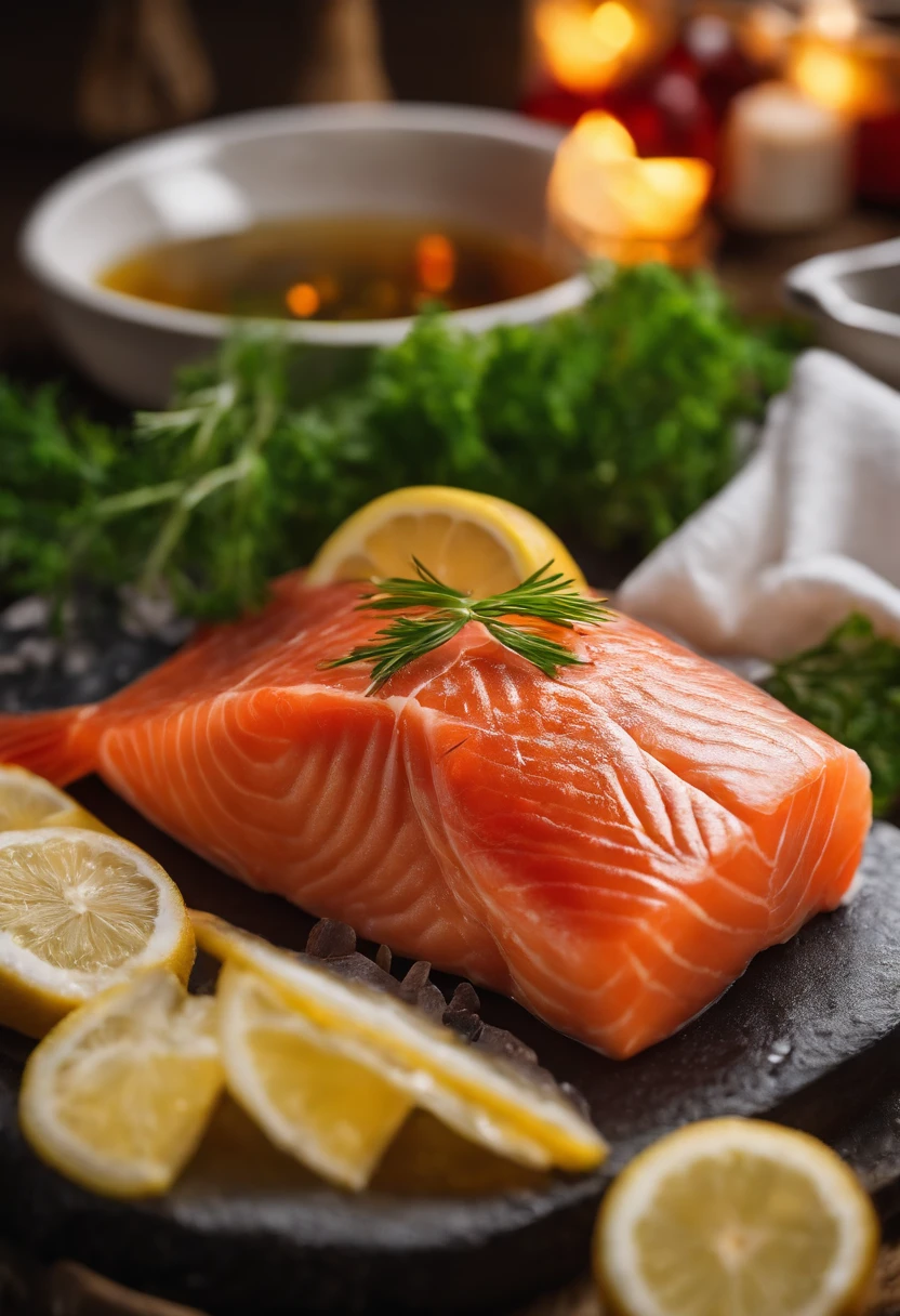 Raw fish wrapped in a kitchen board with white paper towels,True 4K HD 1;1 Horizontal version