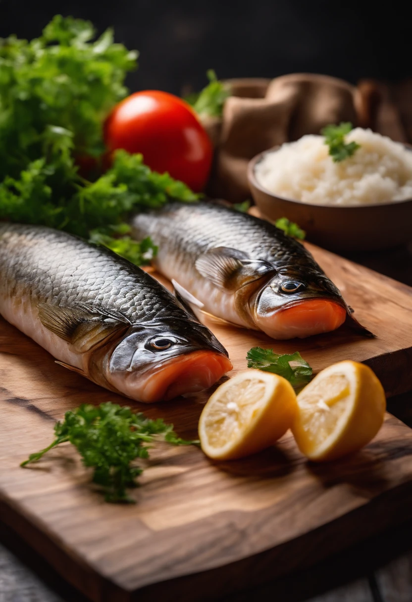 Raw fish wrapped in a kitchen board with white paper towels,True 4K HD 1;1 Horizontal version