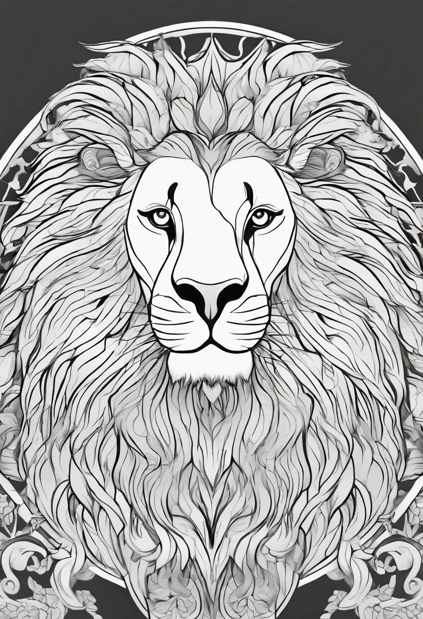 coloring page, Lion, cartoon style, thick lines, line art, white and black.