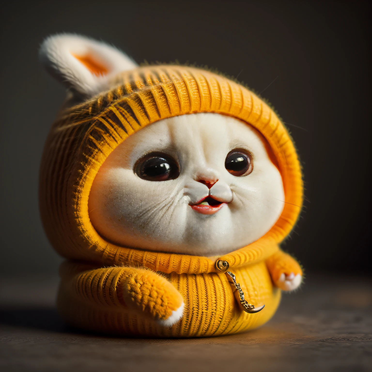 cat, orange, fat, garfield, no_humans, depth of field, disney style, DARK_Glam, wearing DRK_Glam, deep shadow, (dark: 1.4), (8k, RAW photo, best quality, masterpiece: 1.2), big expression happy with mouth