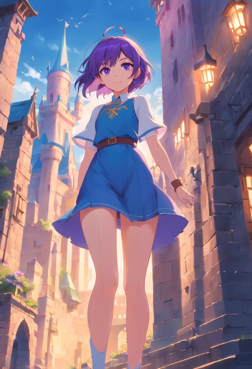 Cyanhair,Purple eye,The Elf,castle,Castles,Fantaisie occidentale,Fantaisie magique,De belles jambes,