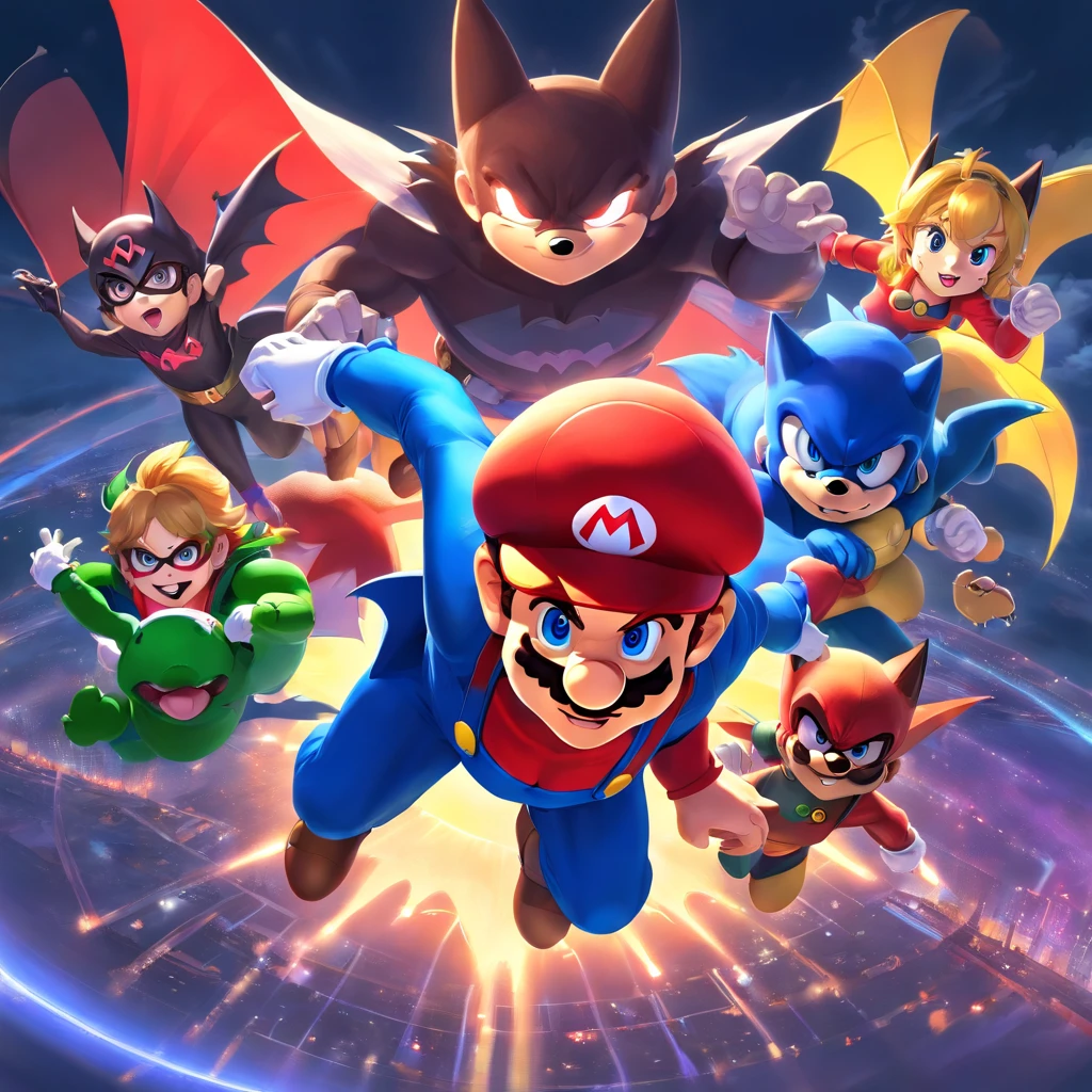 Realistic depiction of super mario as a member of the bat family