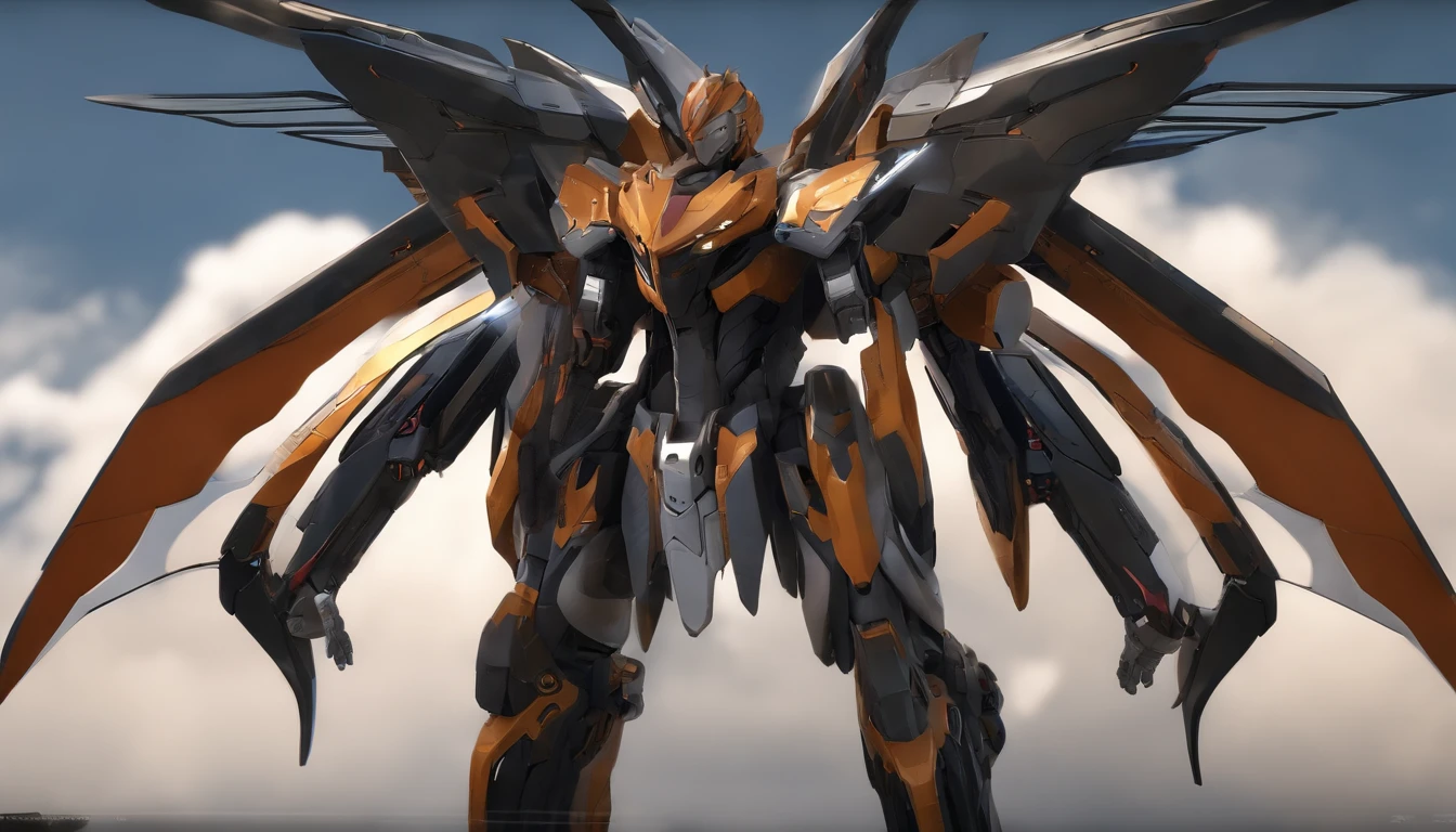 Anime male mech wings