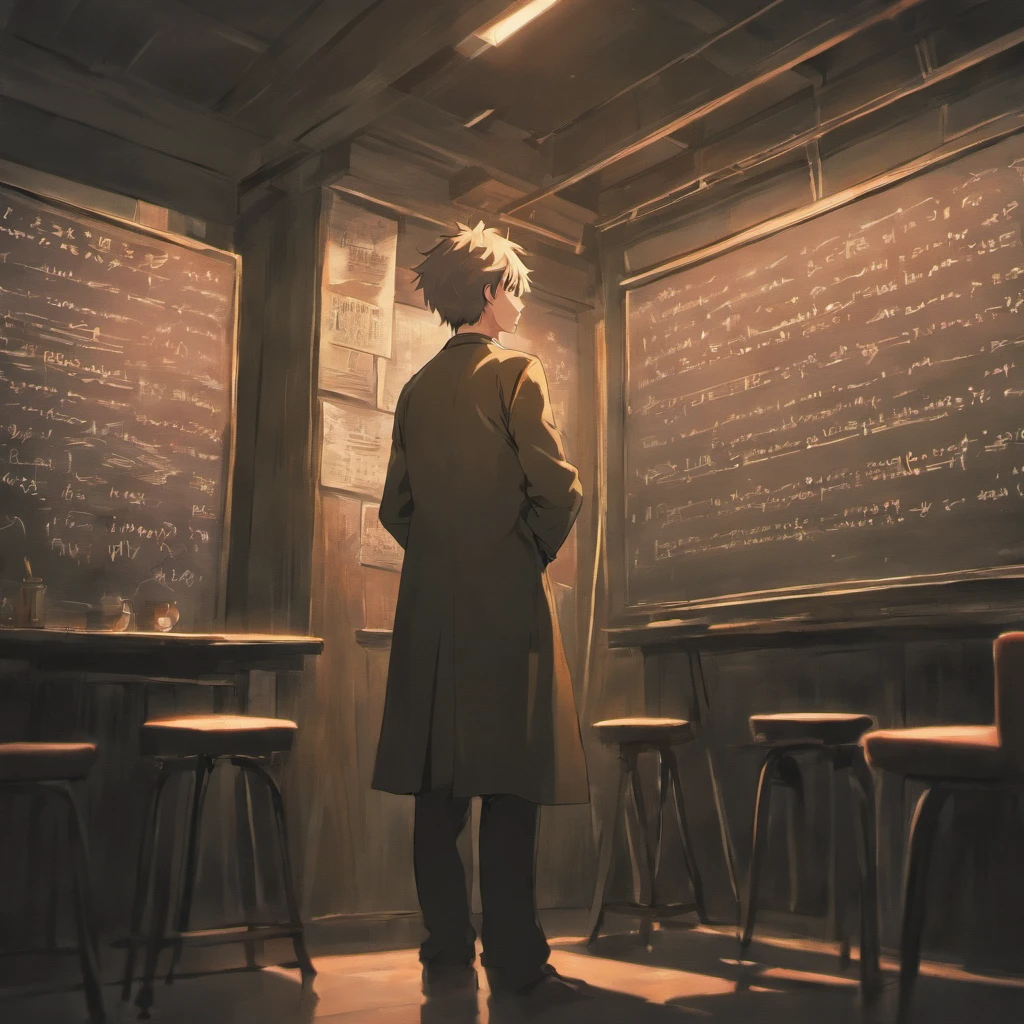 There was a man standing in front of the blackboard magnifying the blackboard,vector