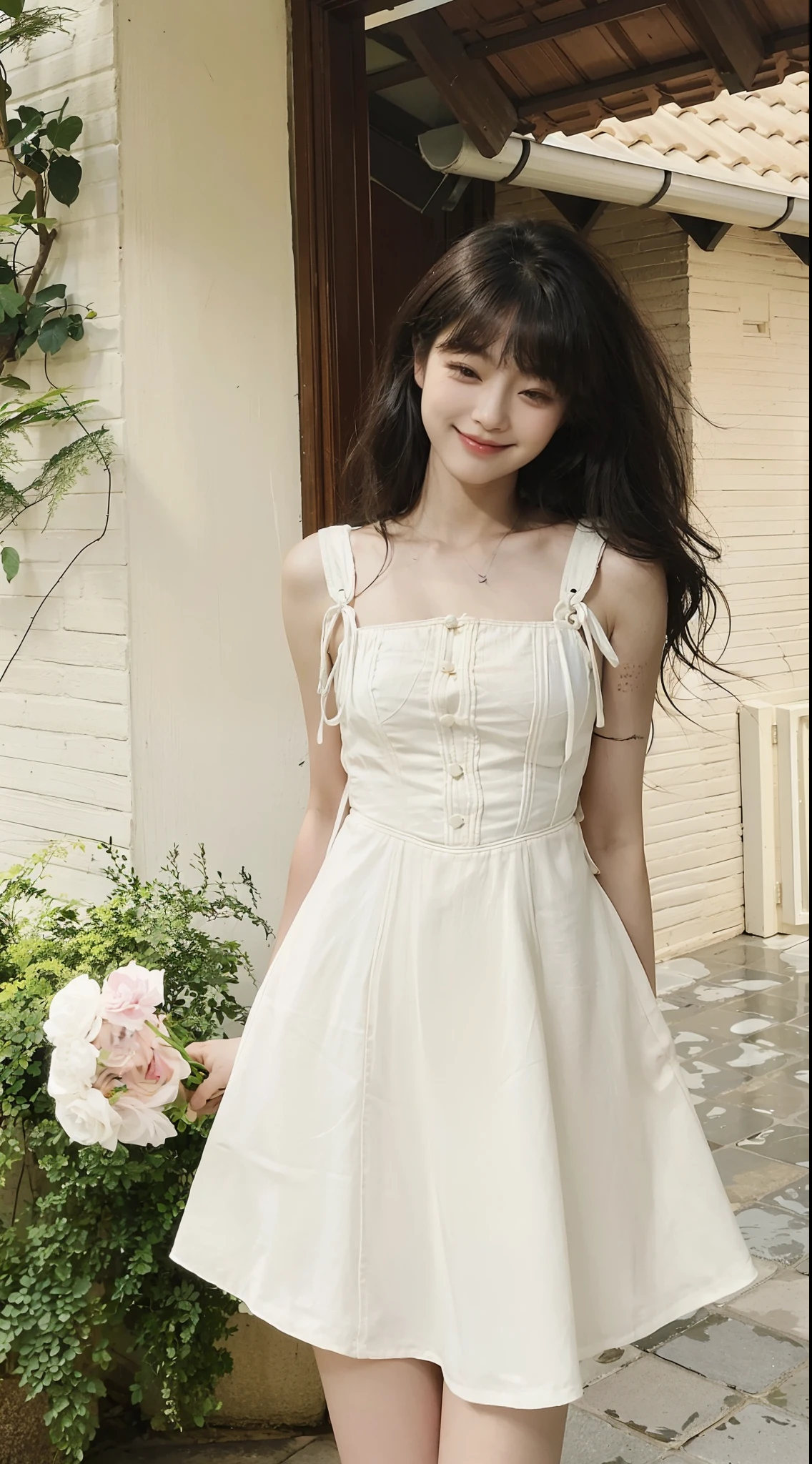 Young and cute Korean face, beauitful face, eye closeds, ssmile