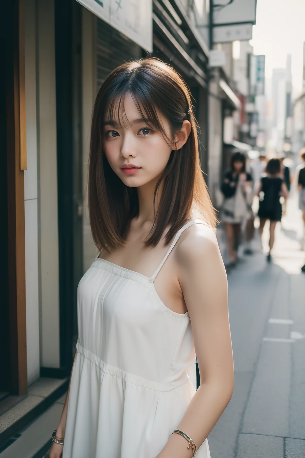 (top-quality、8K、32K、masterpiece)Streets of Tokyo、street snap、infp young woman、shorth hair、summer clothing