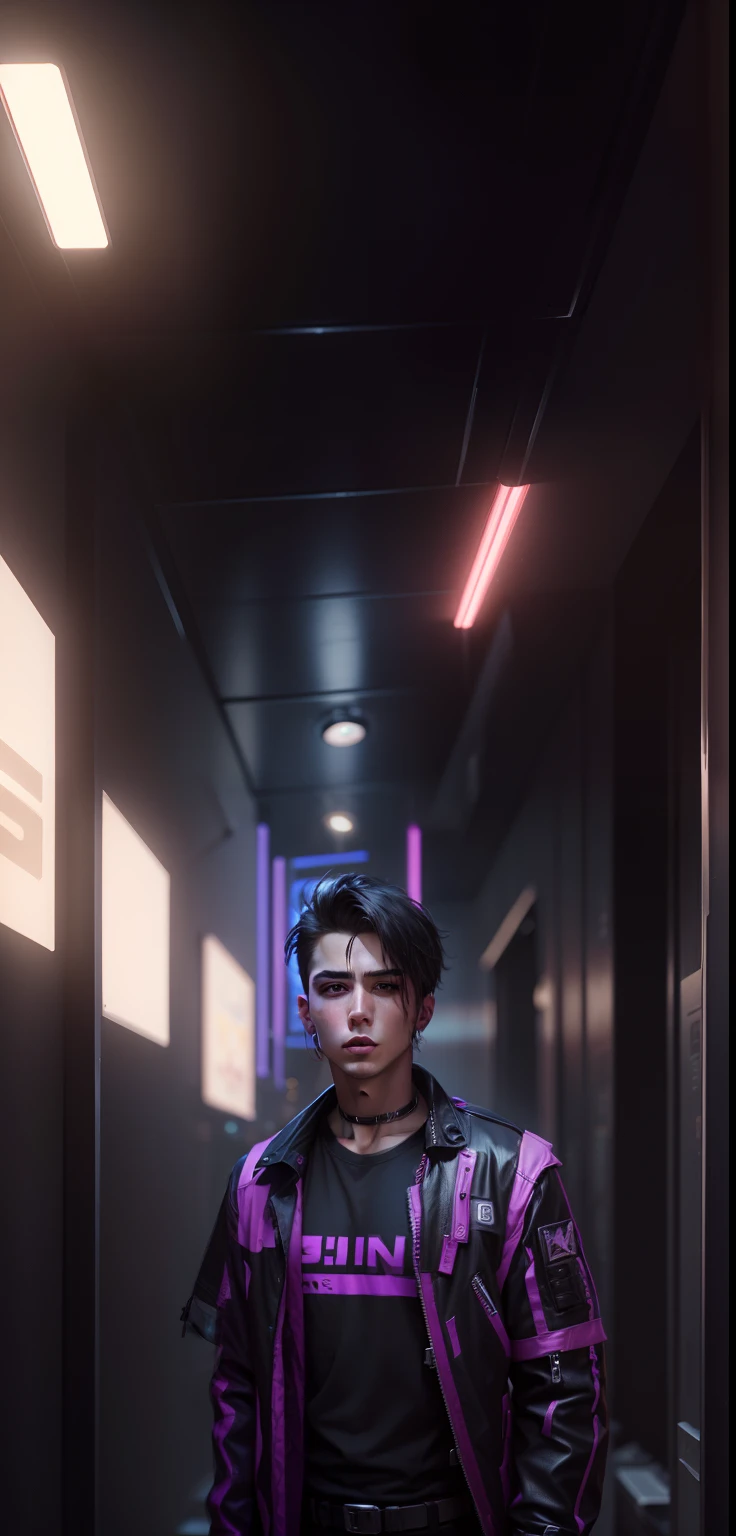 Change background cyberpunk handsome boy.realistic,8K,ultra realistic,