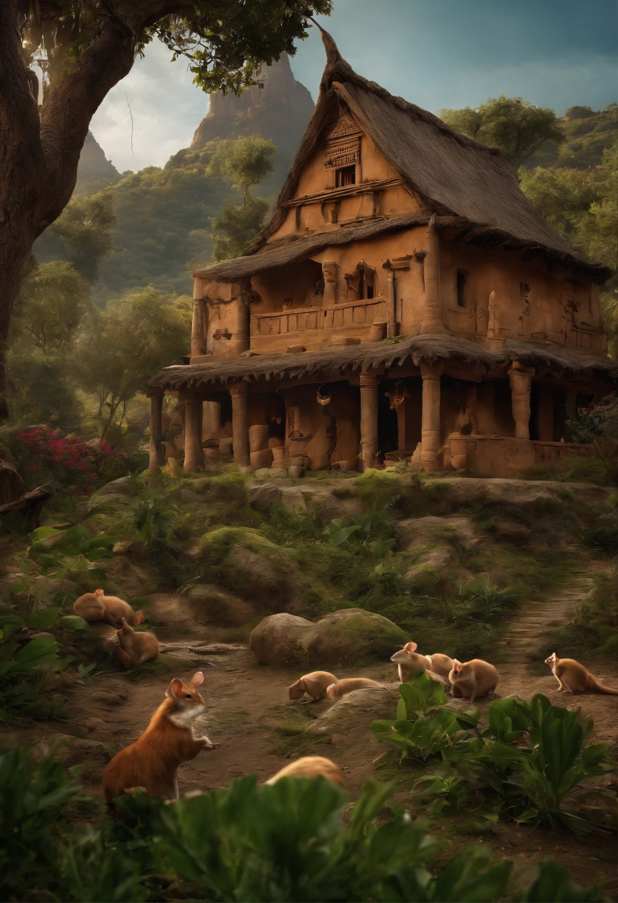 Screen keywords：Ancient Indian village、the woods、Seven blind mice、curiosity、exploring、Strange stuff、Take turns touching、touch、guess。