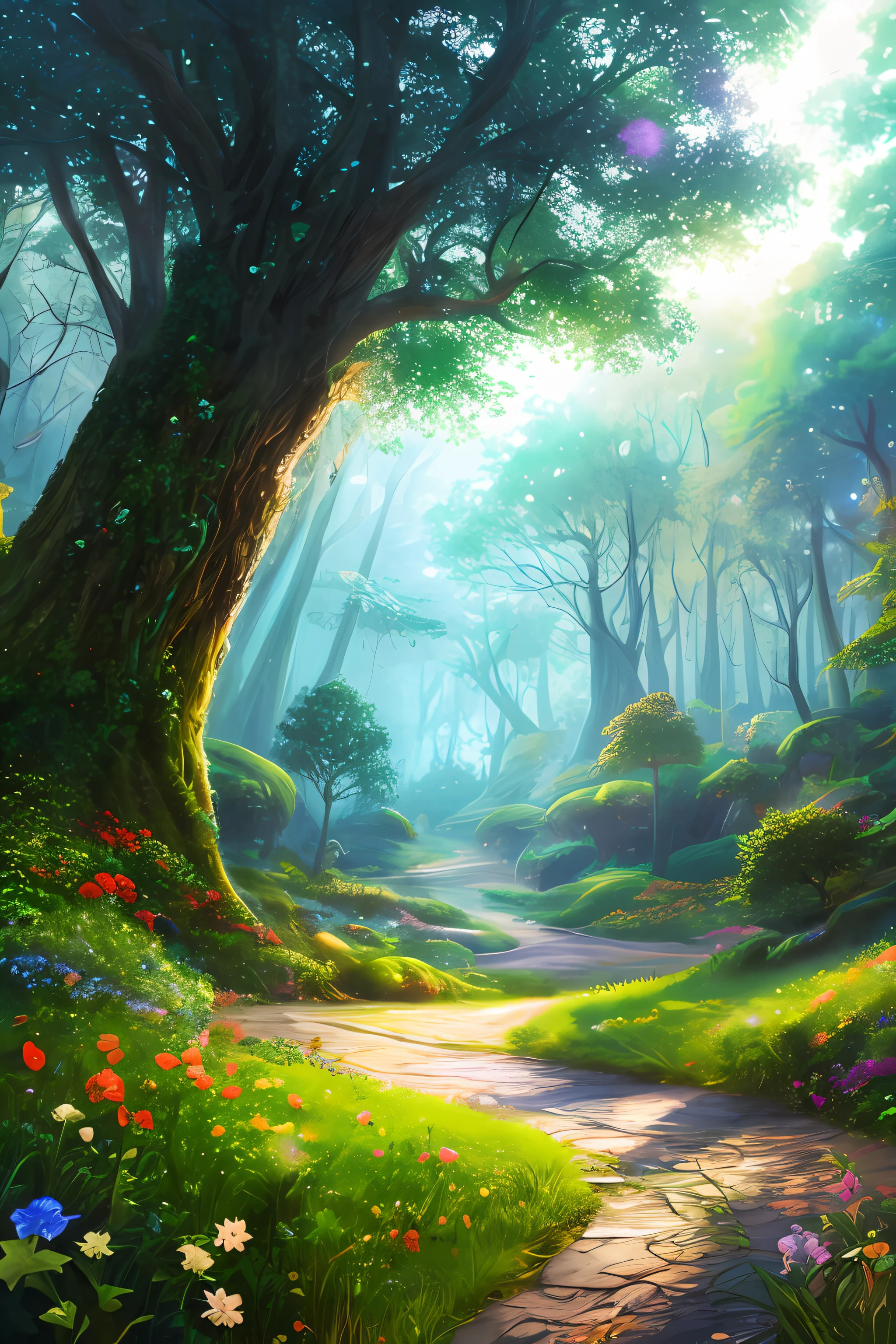 masterpiece, best quality, high quality,extremely detailed CG unity 8k wallpaper, An enchanting and dreamy scene of a fantasy forest, with towering trees, glowing mushrooms, and hidden fairy glens, creating a sense of mystique and enchantment, artstation, digital illustration, intricate, trending, pastel colors, oil paiting, award winning photography, Bokeh, Depth of Field, HDR, bloom, Chromatic Aberration ,Photorealistic,extremely detailed, trending on artstation, trending on CGsociety, Intricate, High Detail, dramatic, art by midjourney