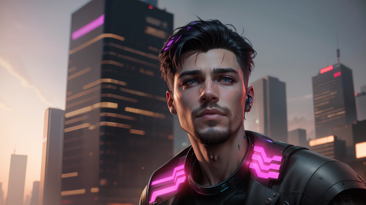 Change background cyberpunk handsome boy. Realistic face, 8k ultra realistic