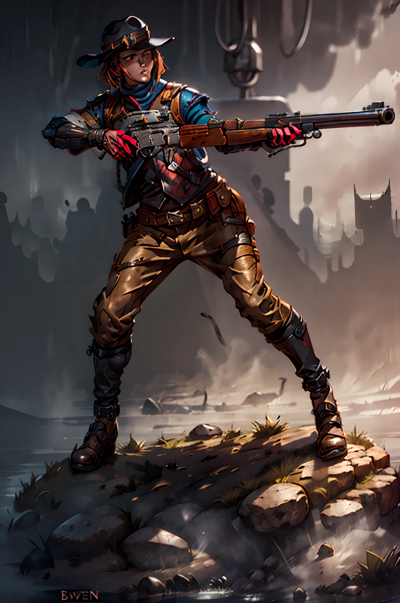 male focus, bounty hunter, (lever action)