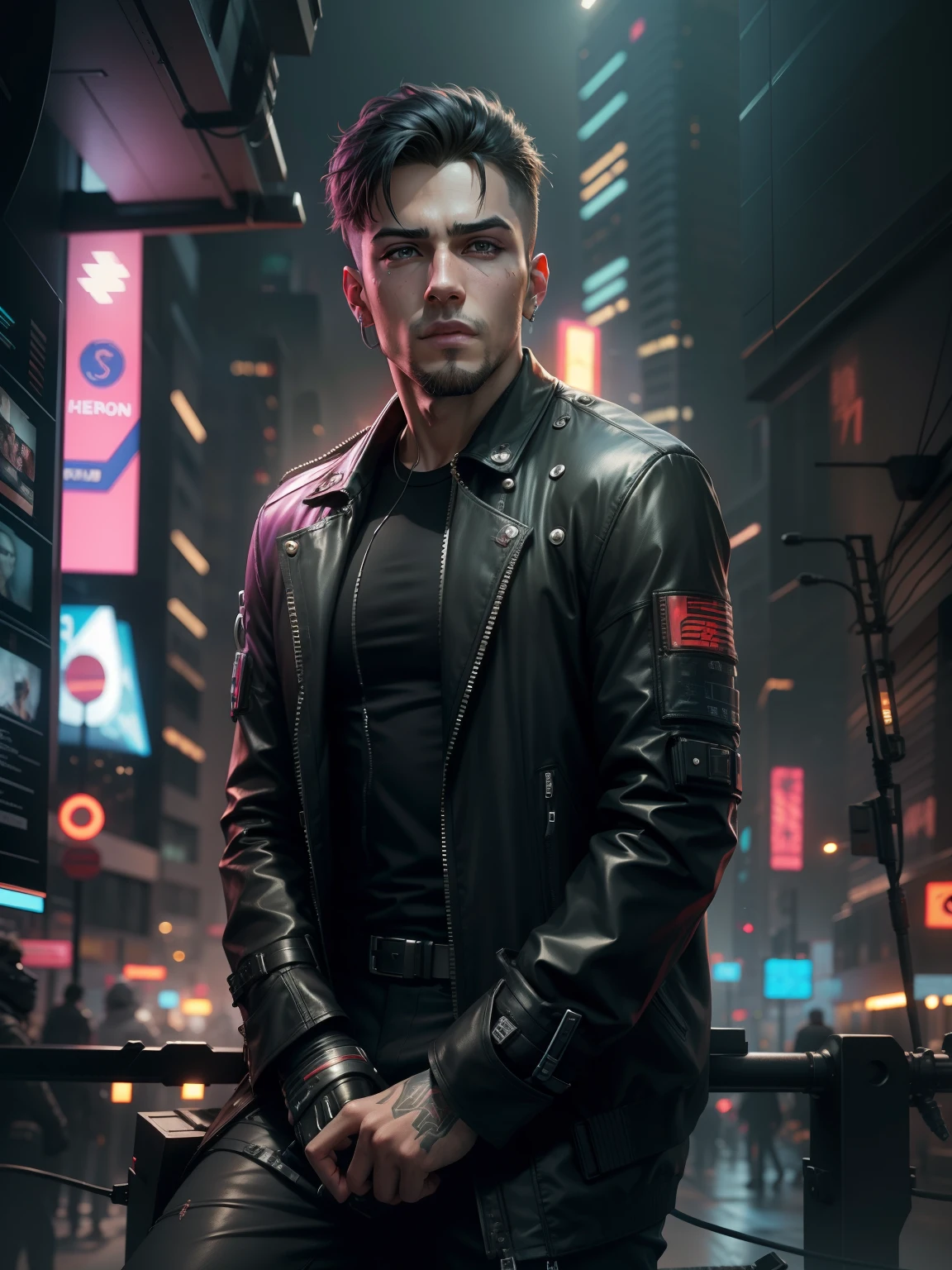 Change background cyberpunk handsome boy, realistic face,8k, ultra realistic,
