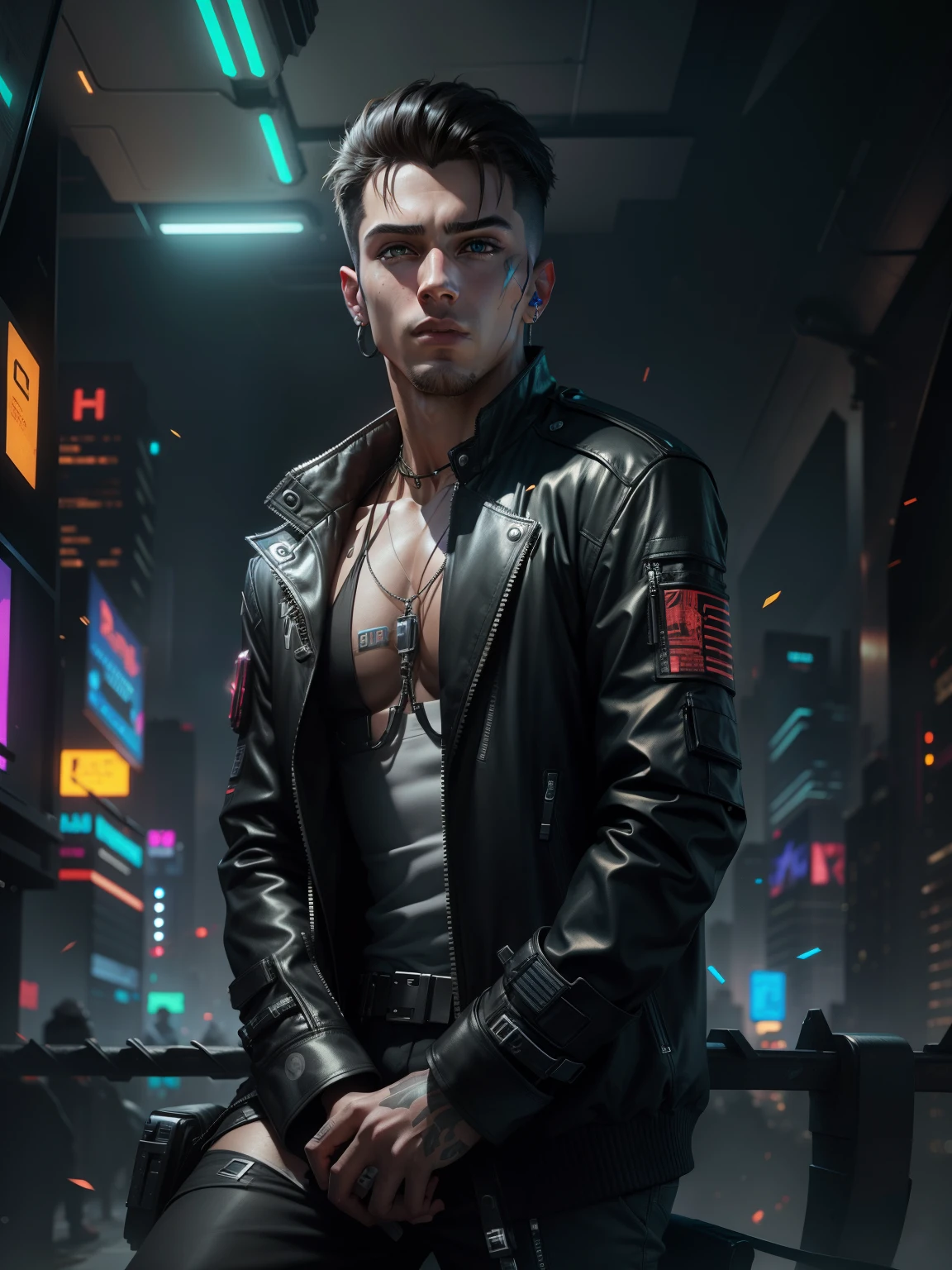 Change background Cyberpunk handsome boy,realistic face,8k,Ultra realistic