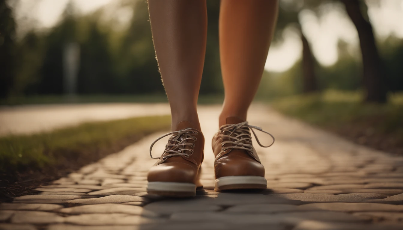 A beautiful woman walks in a pair of Waffle Forrest Gump shoes