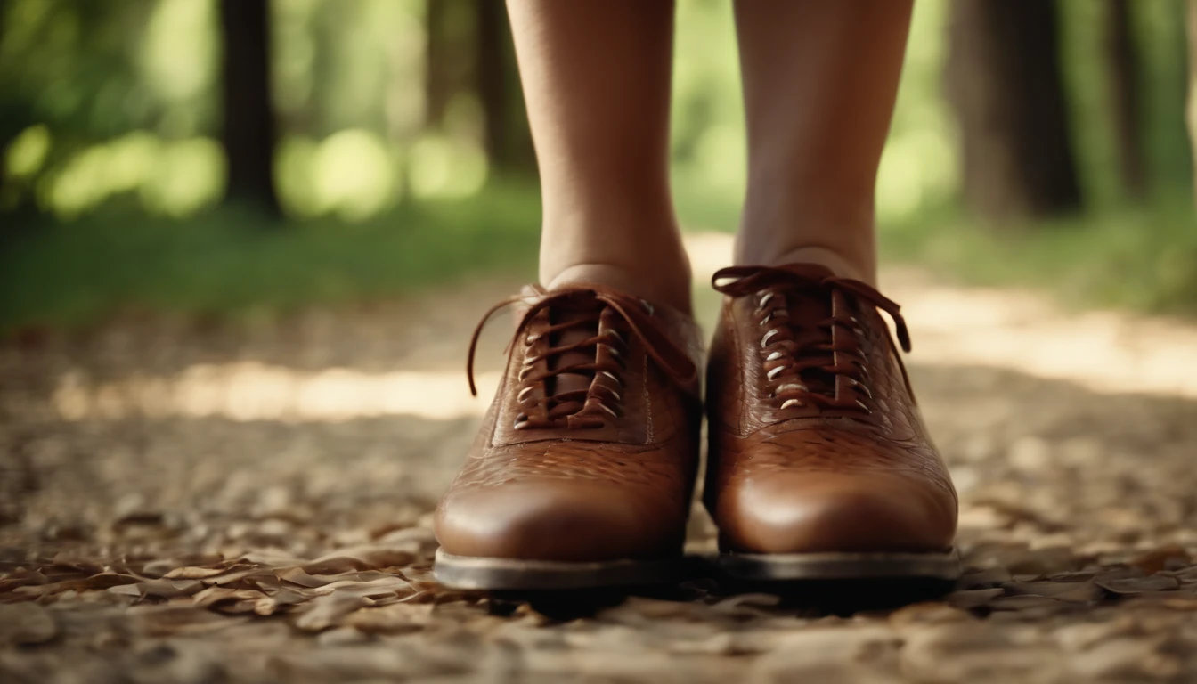 A beautiful woman walks in a pair of Waffle Forrest Gump shoes