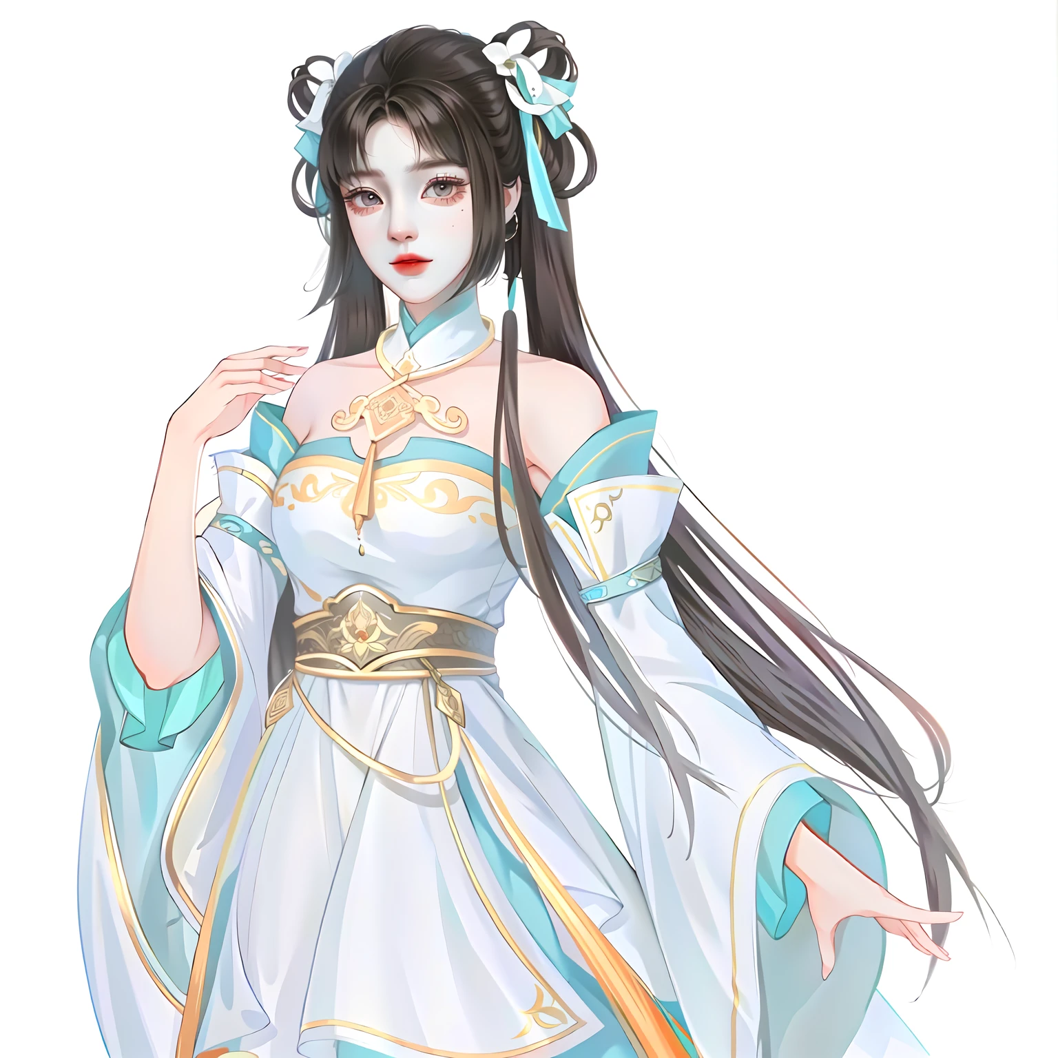 oriental girl，Works of masters，Best picture quality，Higher quality，high detal， 超高分辨率， 8K分辨率， depth of fields， cinematic photogtaphy， intricately details， carefully， meticuloso， glorious， max detail， extreme beautiful， （（（1girll， 独奏）））， 18yr old， long whitr hair， brunette color hair， white skinned， A picture， tmasterpiece， （Best picture quality）， Higher quality， high detal， 超高分辨率， in a panoramic view， Exquisite facial features， s the perfect face