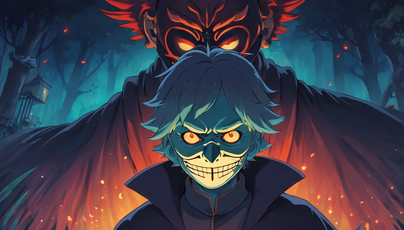old evil masked man traditional antagonist, dark clothing