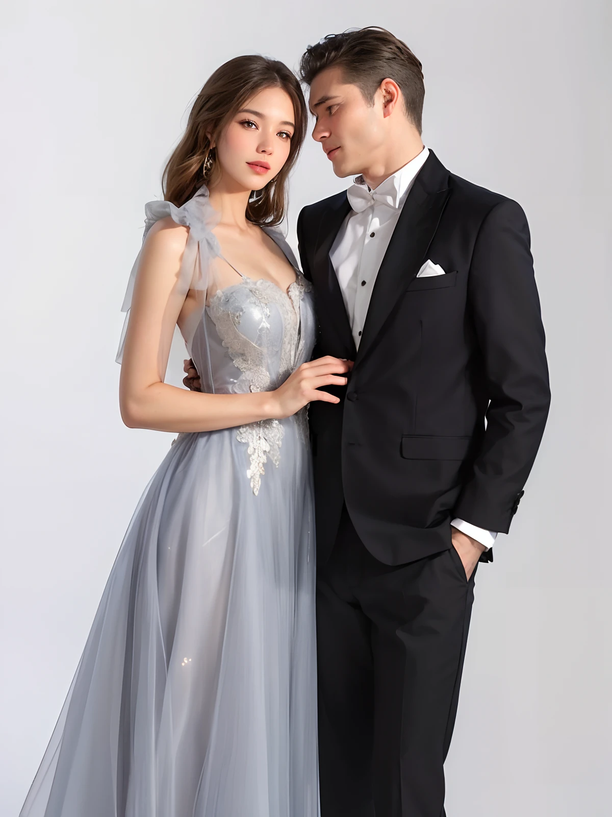 In a romantic atmosphere,couple cuddling Under the stars,Feel the romantic theme