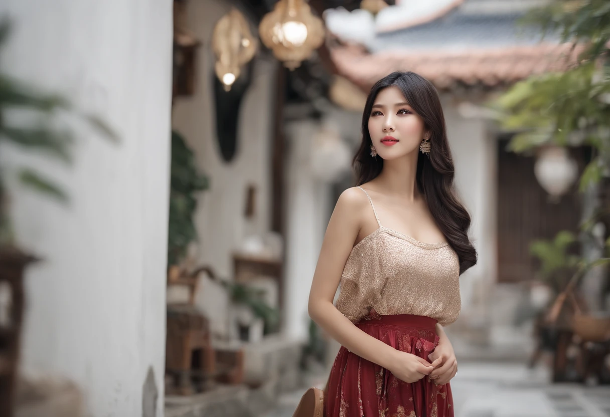 ((Best Quality, 8K, masutepiece: 1.3)), ((Beautiful Asian Woman)), 1 woman, Colossal tits、Long Black Hair, (Pure white walls, modeled、Cute clothes), Super Detailed Face, Detailed lips, Detailed eyes, Double eyelids, photos realistic,Round face,rather fat body,full body Esbian、Bangs are aligned、a smile