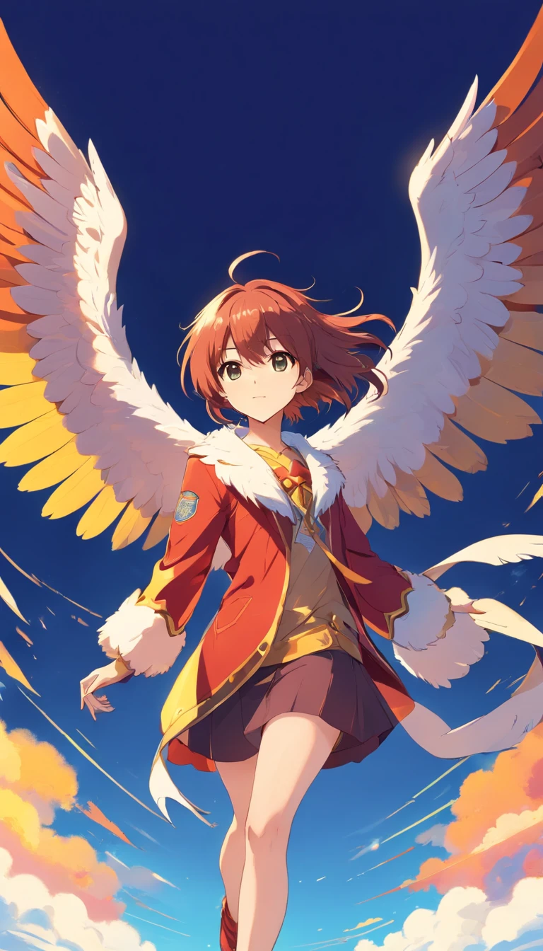 ((Minimalist eagle logo)),an eagle,spread the wings,frontage,Cartoony,tchibi,Game illustration,style of anime,Simple hand drawn,high qulity,Super meticulous,