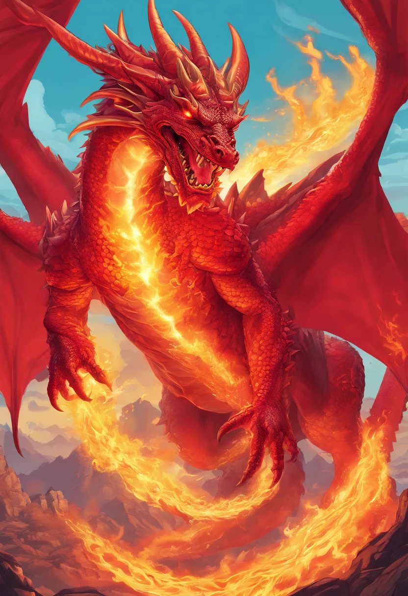 (Dragon celestial dorado) con (ojos penetrantes de color rojo),primer plano soltando (fuego de sangre) por la nariz,escamas bulumetricas,alta calidad,8k,muchos detalles,paticulas de fuego,alas,4patas,garraz manchadas,oro,peligro,fuego,dientes filosos,dragon gigante,colosal,amenazante,imponente,escamas azules