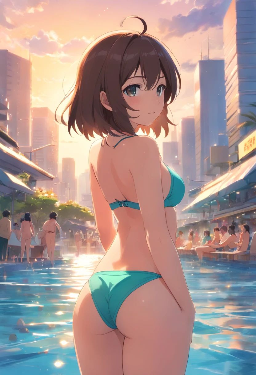 Desenhe uma garota de anime obscena thicc, She rocked her huge ass in a Brazilian bikini