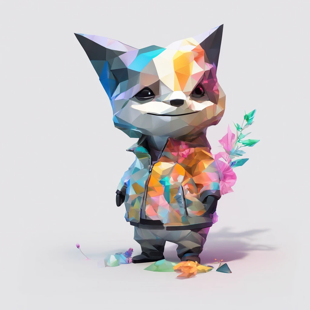 Perfect alignment, Cute baby shark in jacket,crystal vases,Rose flower, Wearing sunglasses, cheerfulness, Standing position, Abstract beauty, Centered, Looking at the camera, Facing the camera, nearing perfection, Dynamic, Highly detailed, smooth, Sharp focus, 8K, high definition resolution, illustration, Art by Carne Griffiths and Wadim Kashin, White background
