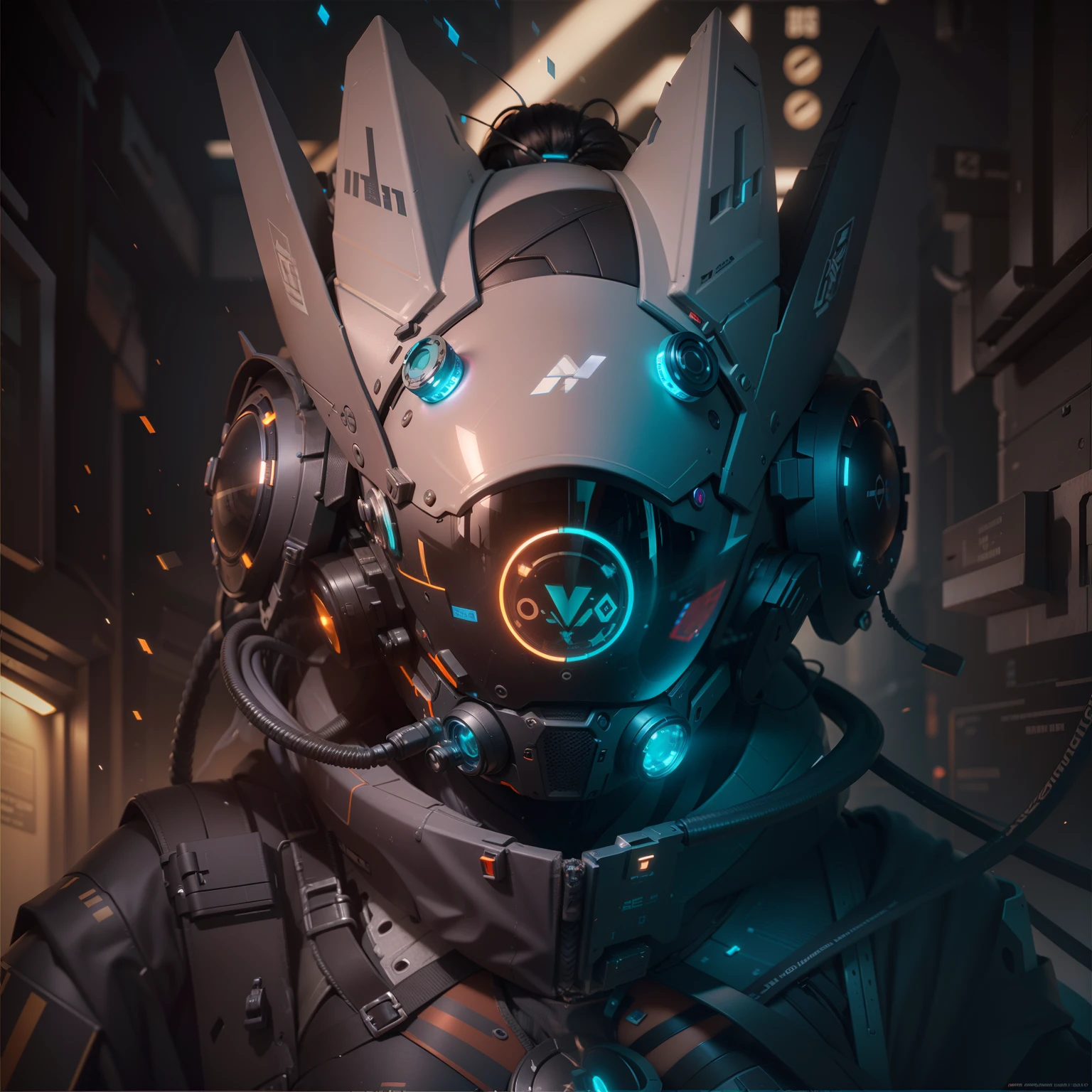((Best quality)), ((masterpiece)), (highly detailed:1.3), 3D,rfktr_technotrex, beautiful cyberpunk woman with voluminous hair,(wearing head-mounted display that is chunky and hi-tech:1.2),hacking a computer terminal, computer servers, LCD screens, fiber optic cables, corporate logos (High Dynamic Range),Ray Tracing, NVIDIA RTX, Super-Resolution,Unreal 5,Subsurface scattering Texturing, Post-processing, Anisotropic Filtering,Depth-of-field,Maximum clarity and sharpness,Multi-layered textures, Albedo and Specular maps, Surface shading, Accurate simulation of light-material interaction, Perfect proportions, Octane Render,Two-tone lighting, Low ISO, White balance, Rule of Thirds, Wide aperature,8K RAW, Efficient Sub-Pixel,sub-pixel convolution, luminescent particles, light scattering, Tyndall effect