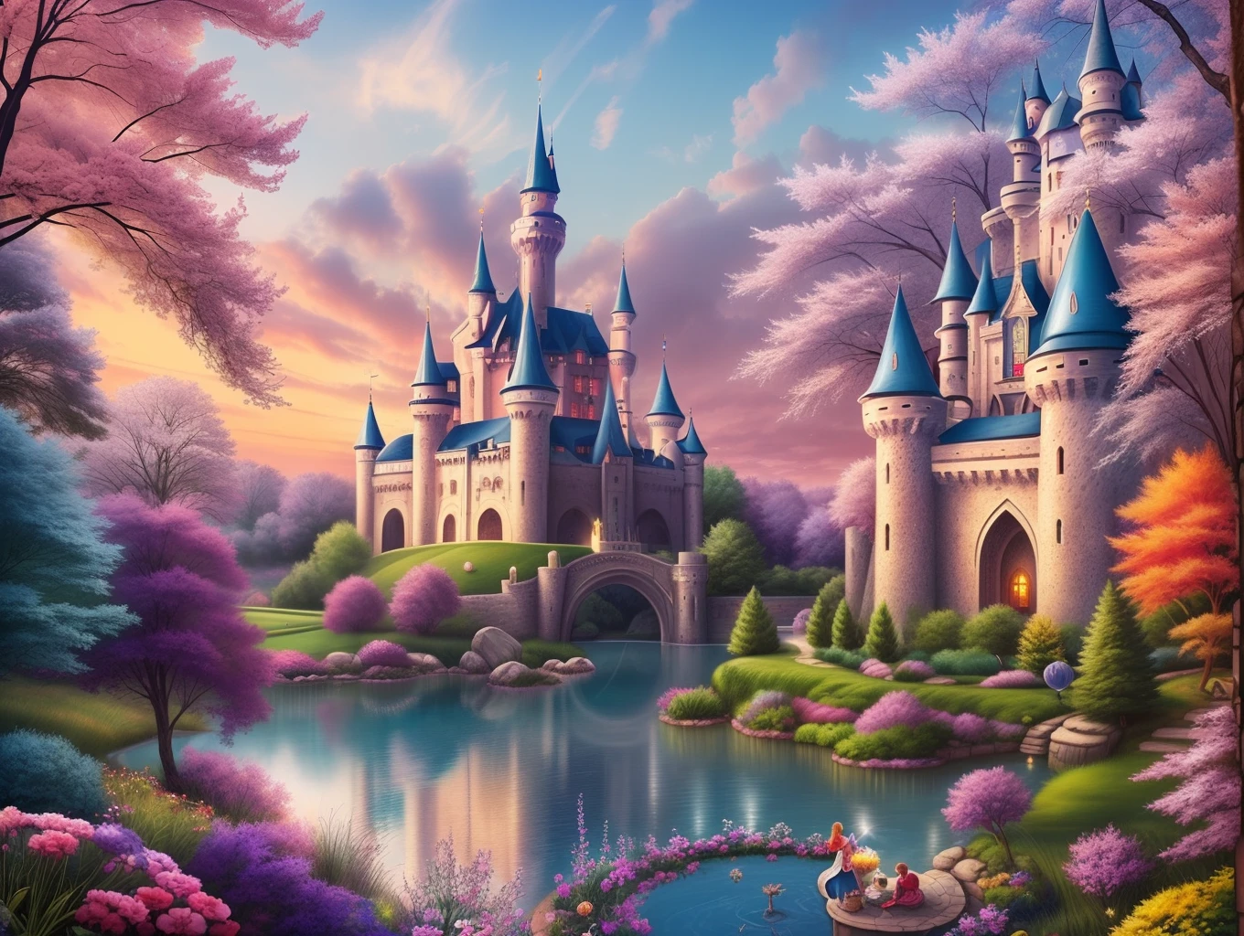 fairytale image with princes,unicorn,castle full vivid color --auto --s2