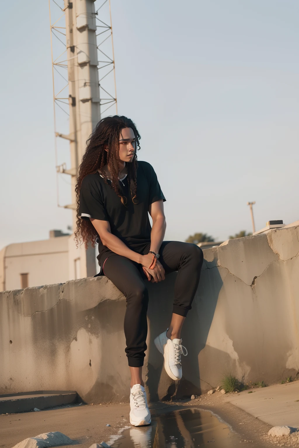8k photo with glowing skin good colour grading like sunset and long curly hair