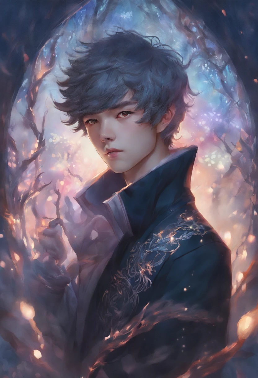 winter light, winter environment, masterpiece, young korean idol boy in focous shot, korean male,full body size, christmas theme, grey eyes, vertical pupils, forest, grey hair, cold look, light modern clothes, pale skin, colour grading, light illustration, the person in the middle, extreme quality, radiant, extremely detailed, ultra-detailed face, ultra hd 8k, ultra digitality, mythical, winter evening lightning, concept art portrait by Greg Rutkowski, artgerm, hyperdetailed, intricately detailed art, fantasy style, triadic colours, fantastical, intricate detail, splash screen, complementary colours, fantasy concept art, 8k resolution, deviantart masterpiece, oil painting, heavy strokes, soft lighting, film photography, analogue photography, film grain, Anna Dittmann, hyperrealism, oil dripping,boy,male, korean idol male face, short hair male,