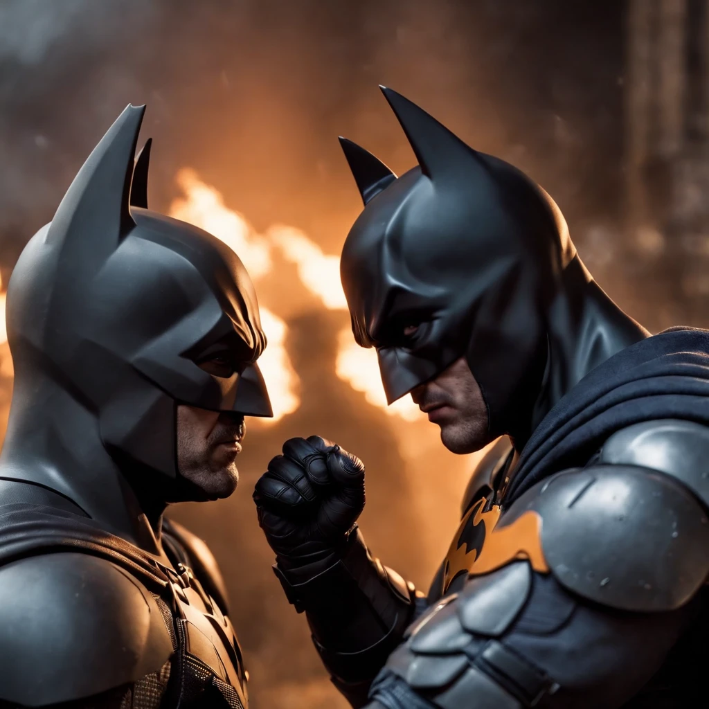 Batman fighting Deathstroke