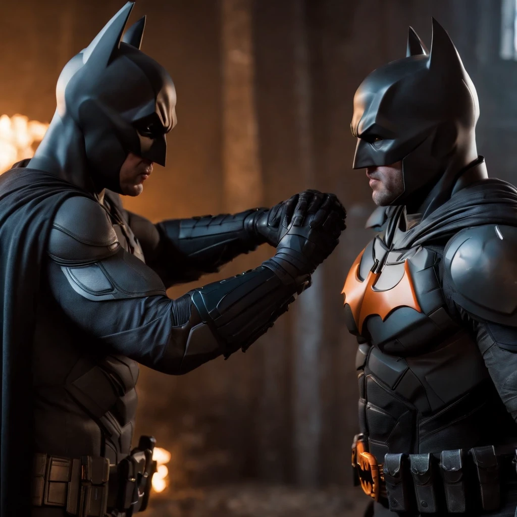 Batman fighting Deathstroke