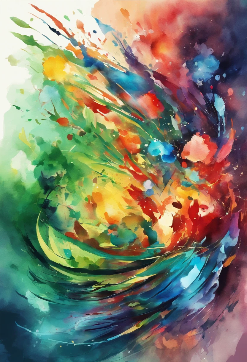 3d watercolor abstract,Dark background,High resolution,High quality,Colorful,Green,Red,Blue