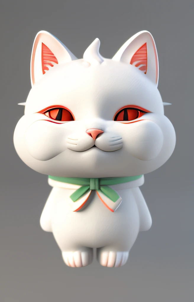 There is a white cat with a red bow around its neck, Cute! C4D, cute 3 d render, 3D model of a Japanese mascot, inspired by Cui Bai, cgi animated, Skiing - CI, tchibi, cgi animated, trending on cgstation, cgi render, award winning cgi, inspired by Chen Chi, pochi iida
