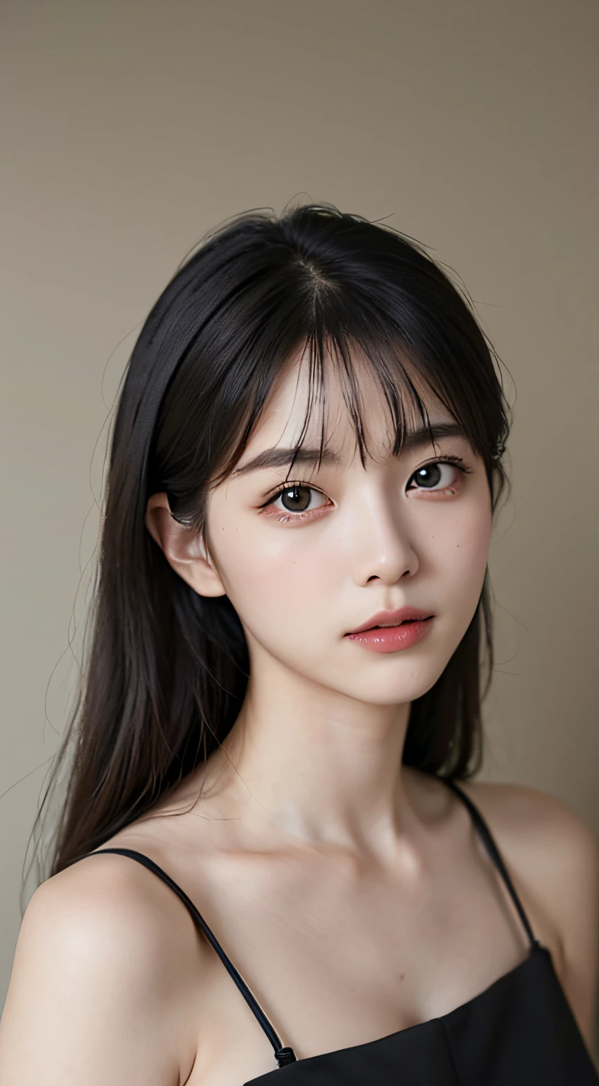 masutepiece, Top image quality, High quality, Beautiful woman, Popular Korean Makeup, Detailed, Swollen eyes, Detailed eyes, Detailed skin, Beautiful skin, 超A high resolution, (reality: 1.4), Very beautiful, Slightly younger face, Beautiful skin, slim, (Super realistic), (Illustration), (High resolution), (Very detailed) (Best Illustration), (Beautiful detailed eyes), (super detailed), (Wallpaper), (Detailed face), gaze at the audience, Fine details, Detailed face, pureerosfaceace_v1, Smile, Look straight ahead, Look straight ahead, angle from waist up, Realistic Photos, brightened light, Professional Lighting, Black hair (some green), Long hair, Dark ruins, Big Red Moon, Gorgeous red and black dress, Mature Woman, long and stylish bangs,