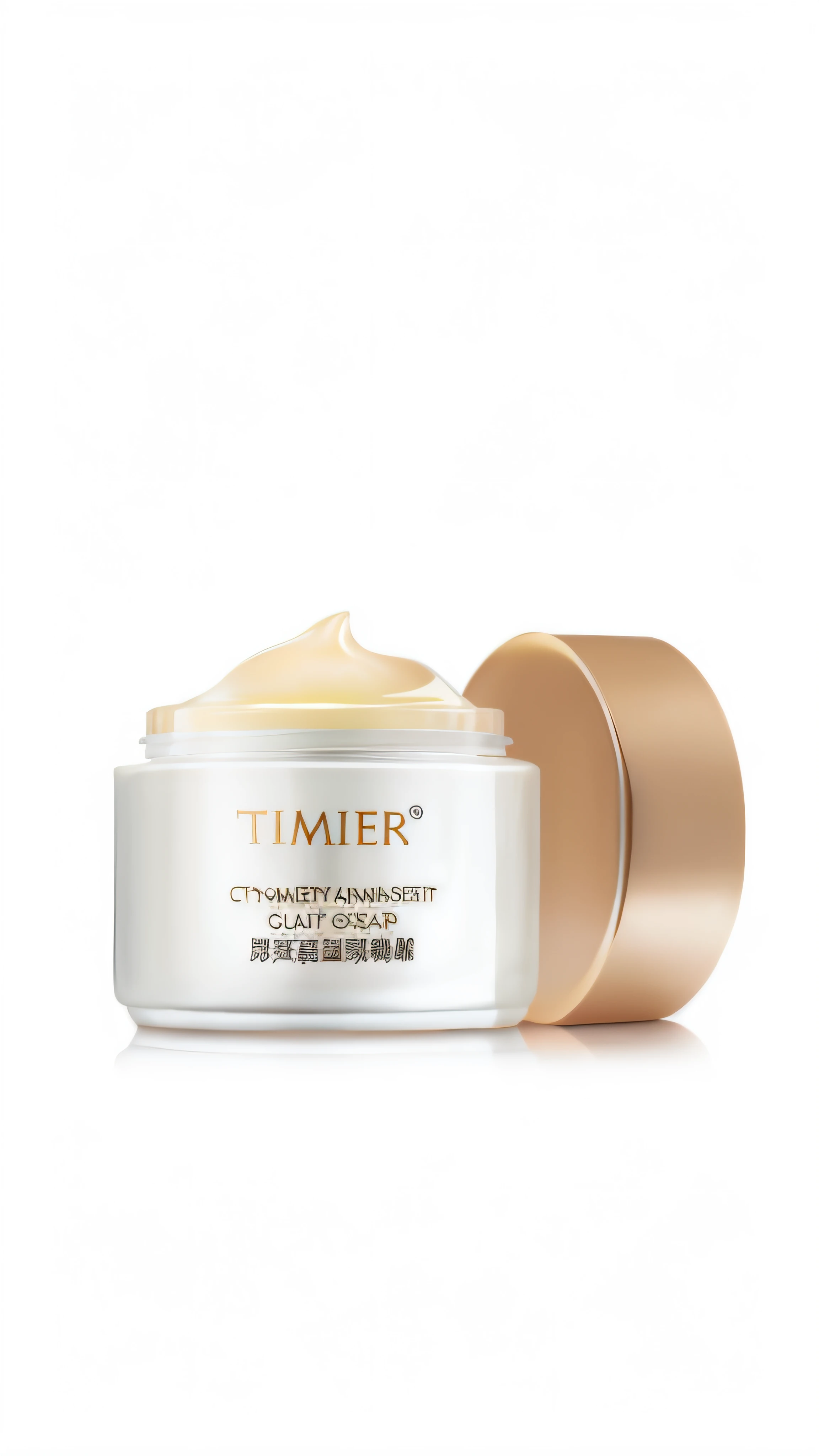 Close-up of a jar of cream on a white surface, tempera, transparent vibrant glowing skin, Transparent, amber, Trim, crystal, Tudor, ellegance, 4l, Translucent, Official product image, everlasting, author:Yao Tingmei, Smooth translucent white skin, by Yang J, Product photo, tiffany, trendsetter, Transparent skin, Translucent skin, Transparent background