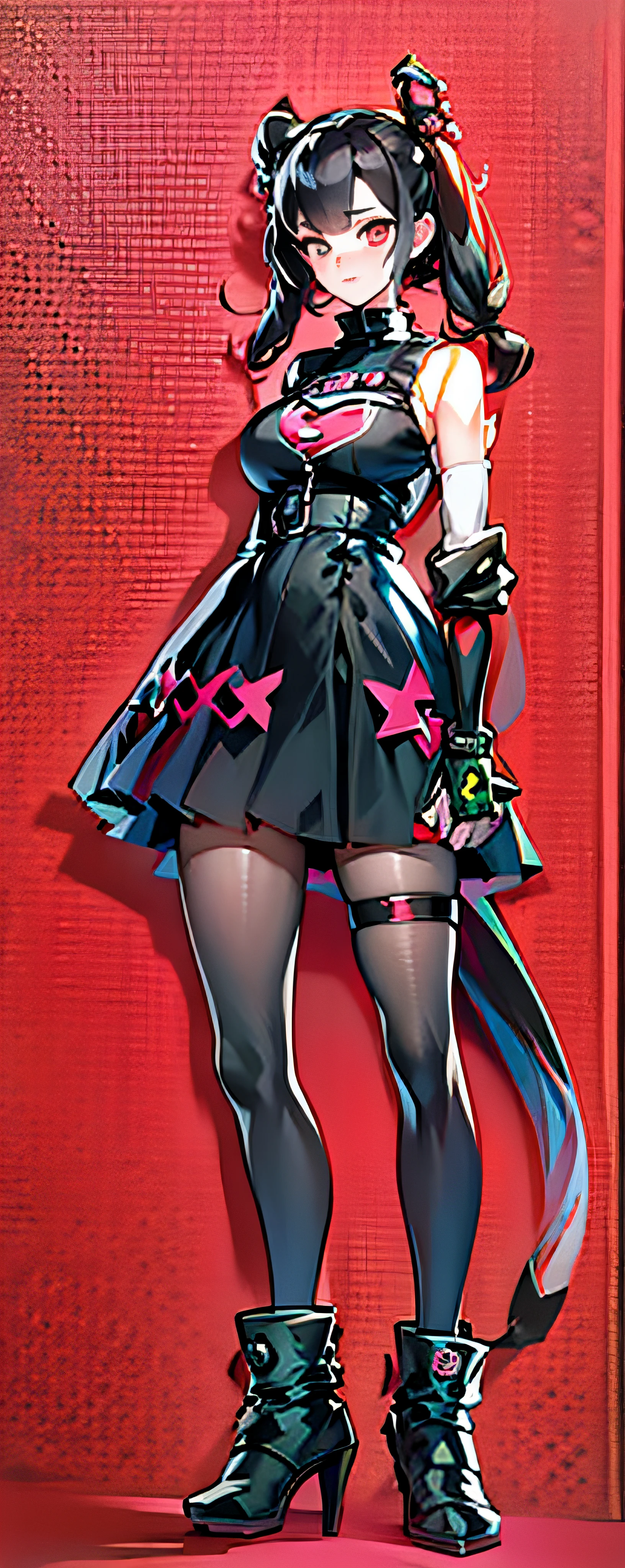 Anime girl wearing black dress,Red and black hair, persona 5 art style wlop, Kushatt Krenz Key Art Women, anya from spy x family, digital art from danganronpa, junko enoshima from danganronpa, Anime girl wearing black dress, persona 5 style, chiaki nanami from danganronpa,details at most,Thick painting style,最好质量,8k