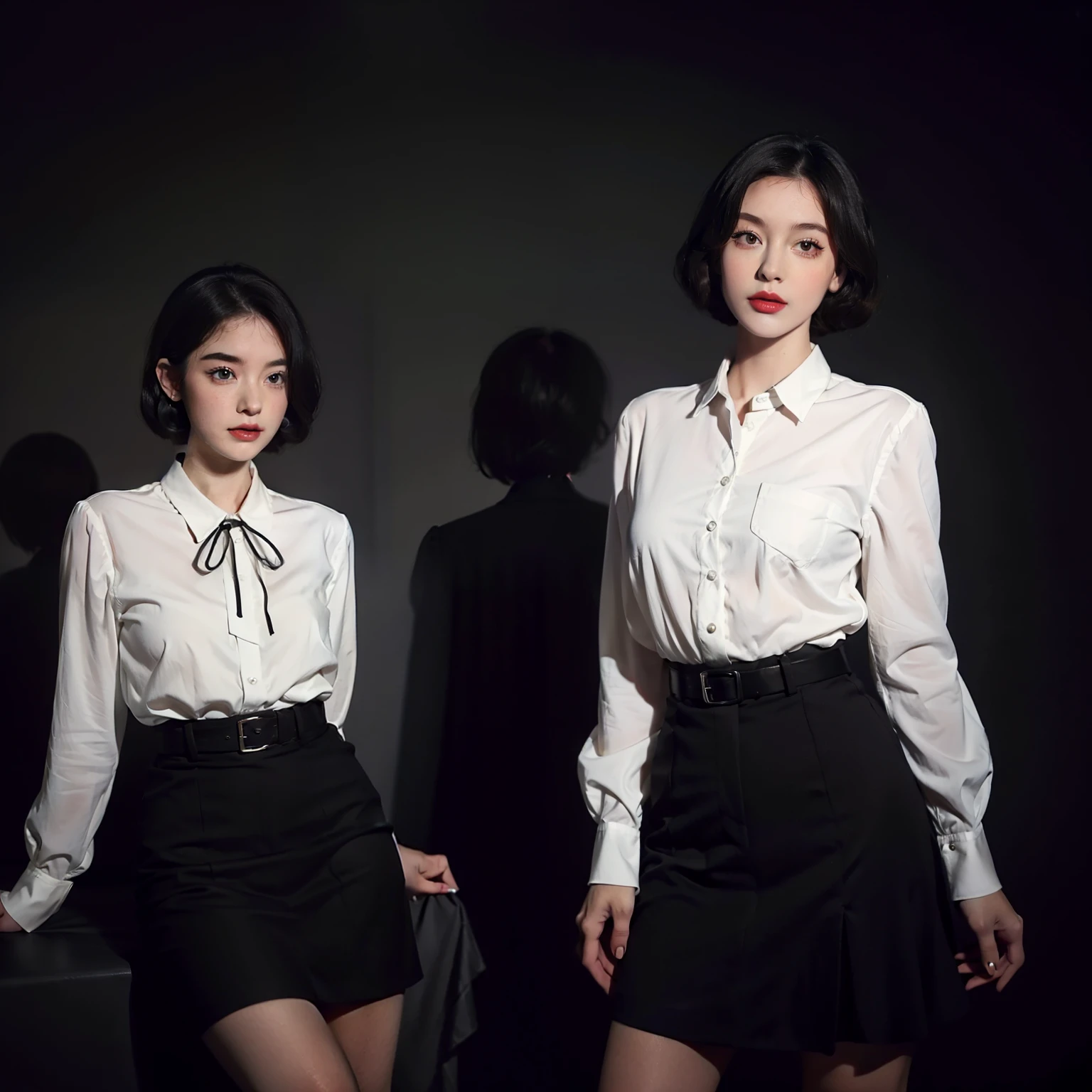 Mallory Malone's costume description is very detailed and、、、、、Features a unique and interesting style. In a white long-sleeved blouse of your choice、A fitted black knee-length skirt with red accents creates a striking visual contrast. The addition of a black heel with ankle strap is、Adds a classy touch to the look. Apart from clothes, Vintage 1950s Bob Hairstyles、Adds a retro and timeless element to Mallory Malone's style. This type of hairstyle is、Known for its neat and short appearance, Typically、Jaw length with both ends turned inward. This hairstyle selection is、Add a vintage touch to the look、Complements Mallory's overall style. Makeup also plays an important role in the appearance of Mallory Malone. Although there are no specific details about makeup mentioned in the description, It is possible to imagine that she may be rocking a 1950s-inspired look.