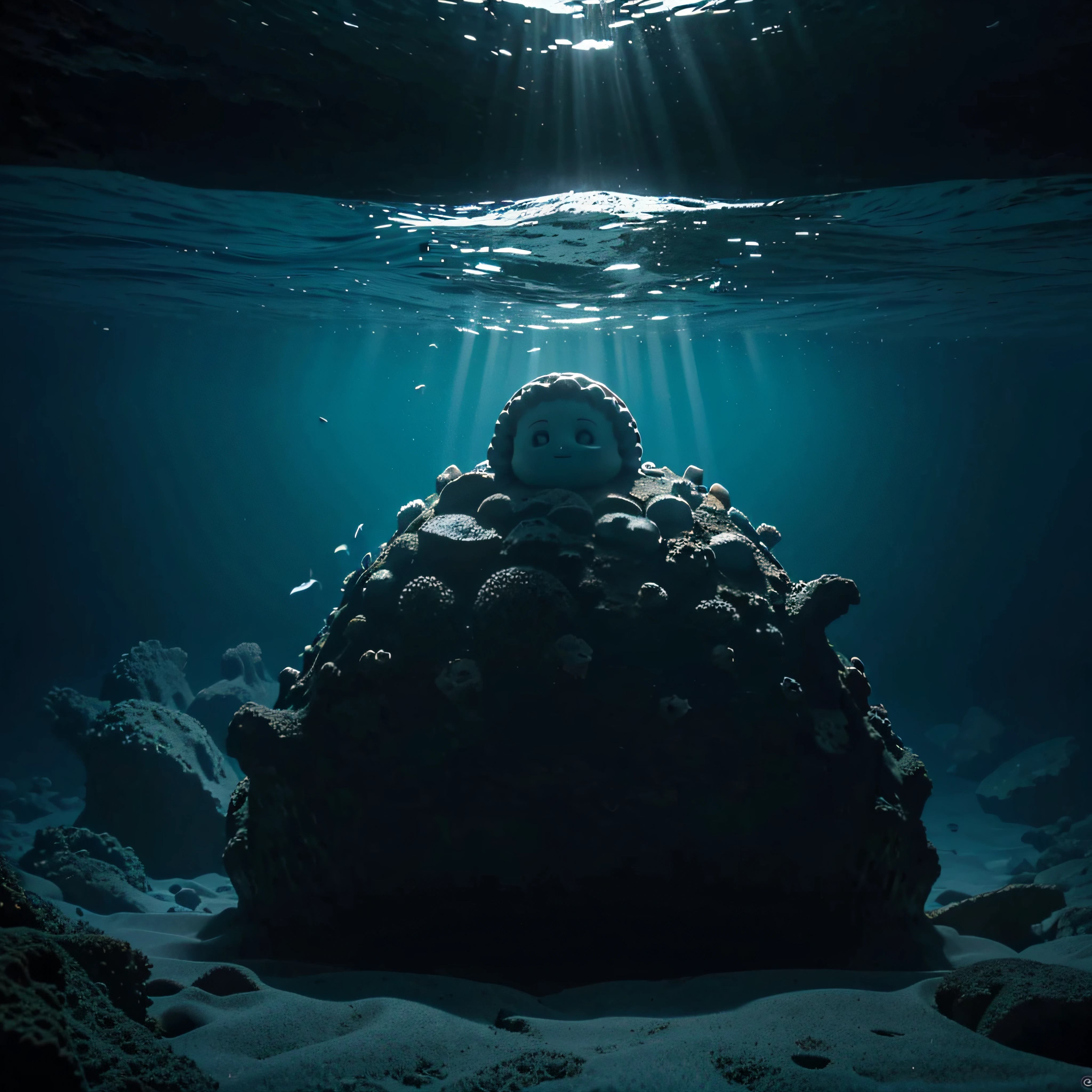 (extremadamente detallado, obra maestra, La mejor calidad, Under the Ocean), Estilo oscuro, volumetric illumination. textura de babosa, piel de caracol. manchas de tinta. Rococo composition.