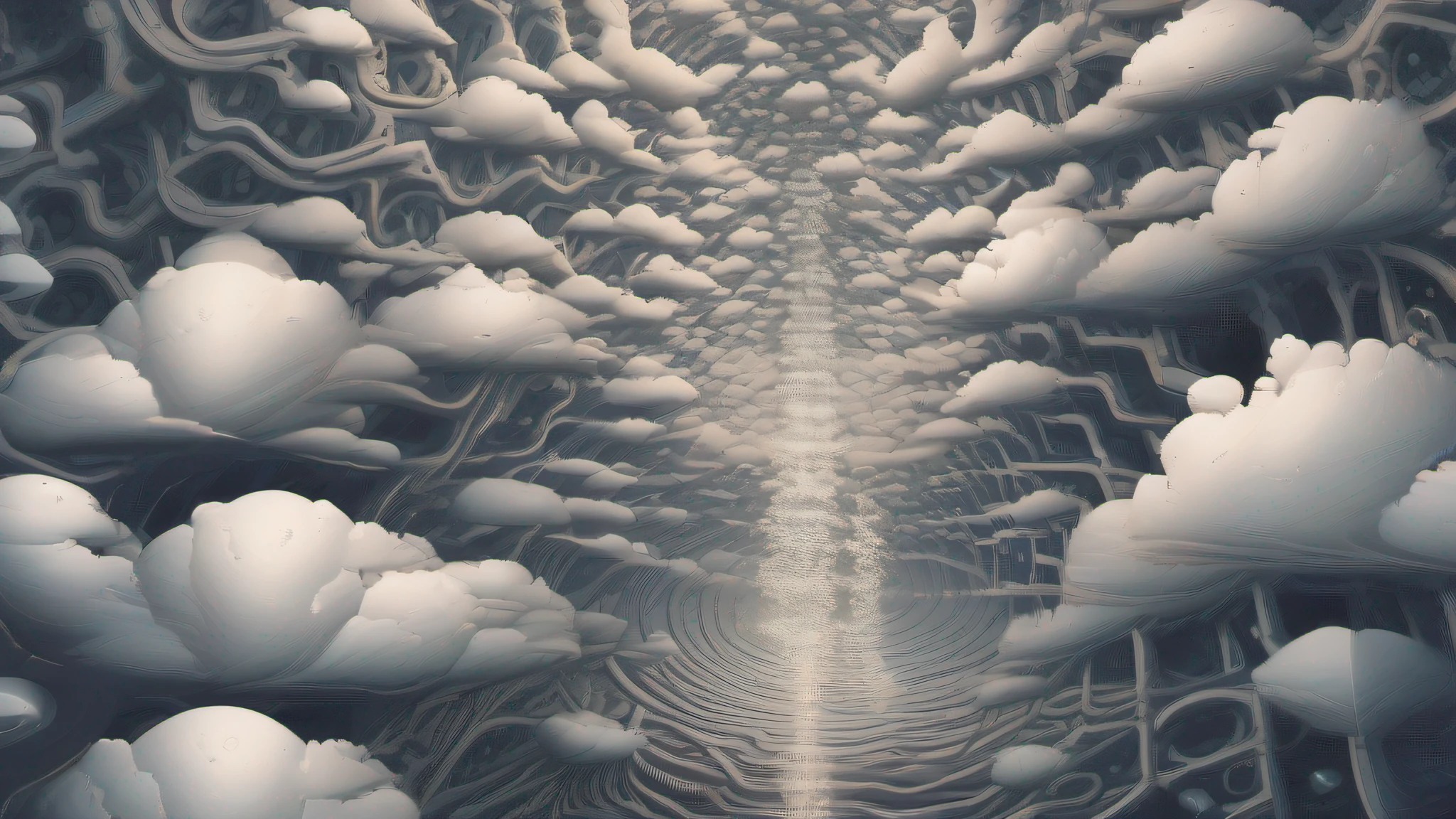 step into a world where clouds are not just masses of water droplets suspended in the sky, but rather enigmatic entities with hidden depths and complex personalities. Glitches and artifacts abound, creating a disorienting yet mesmerizing effect that draws you further in. Strange symbols and codes seem to pulse with an otherworldly energy, hinting at secrets waiting to be discovered. The air is thick with anticipation, as if something big is about to happen. You find yourself questioning what is real and what is merely an illusion, as the boundaries between physical and digital become increasingly blurred. This is a place where anything could happen, where the unexpected is the norm and the impossible becomes possible. Embrace the chaos and let go of your preconceptions, for in this realm, nothing is as it seems and everything is open to interpretation.