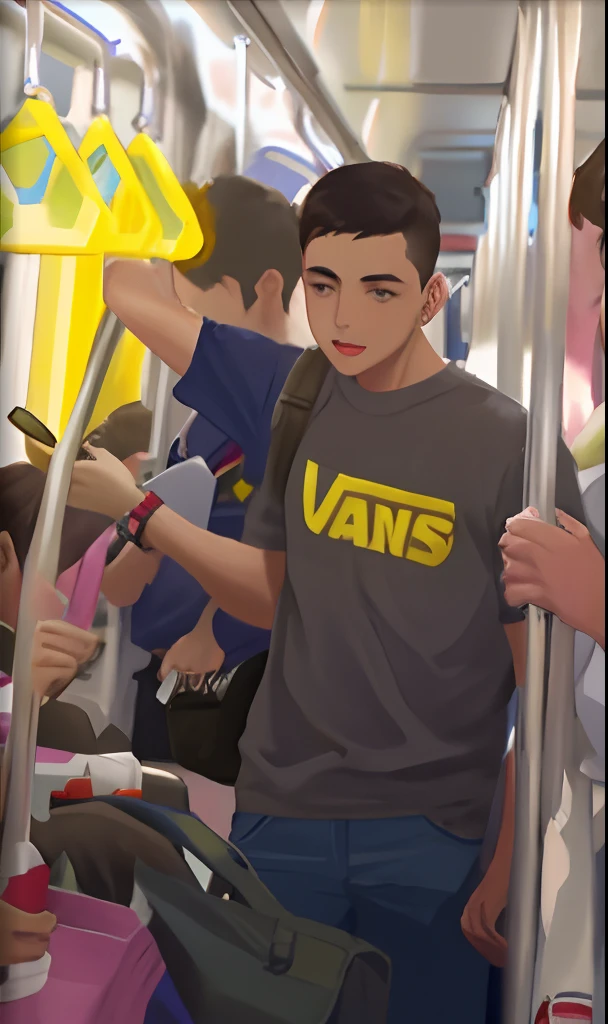 Brunette boy on the subway