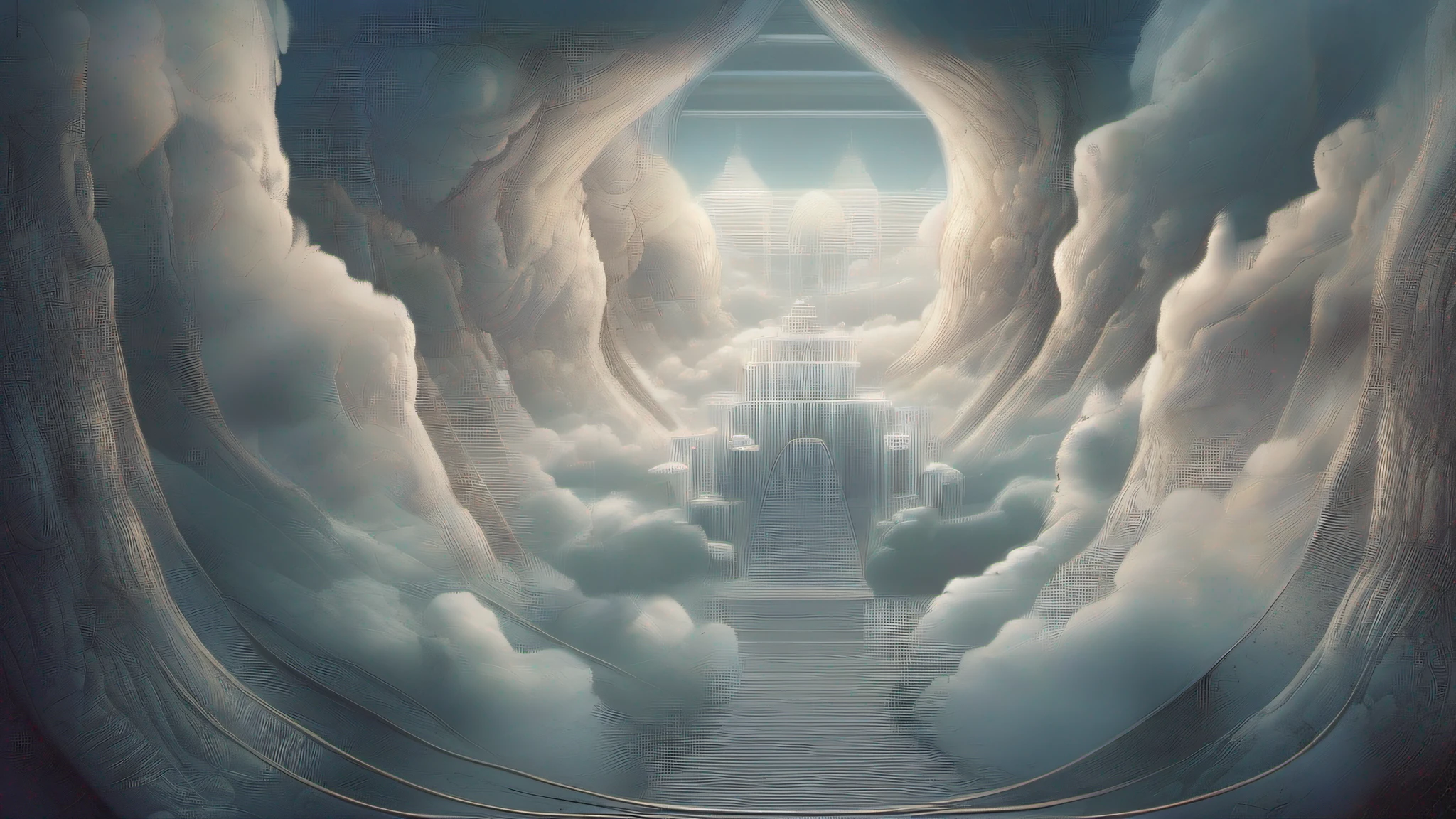step into a world where clouds are not just masses of water droplets suspended in the sky, but rather enigmatic entities with hidden depths and complex personalities. Glitches and artifacts abound, creating a disorienting yet mesmerizing effect that draws you further in. Strange symbols and codes seem to pulse with an otherworldly energy, hinting at secrets waiting to be discovered. The air is thick with anticipation, as if something big is about to happen. You find yourself questioning what is real and what is merely an illusion, as the boundaries between physical and digital become increasingly blurred. This is a place where anything could happen, where the unexpected is the norm and the impossible becomes possible. Embrace the chaos and let go of your preconceptions, for in this realm, nothing is as it seems and everything is open to interpretation.
