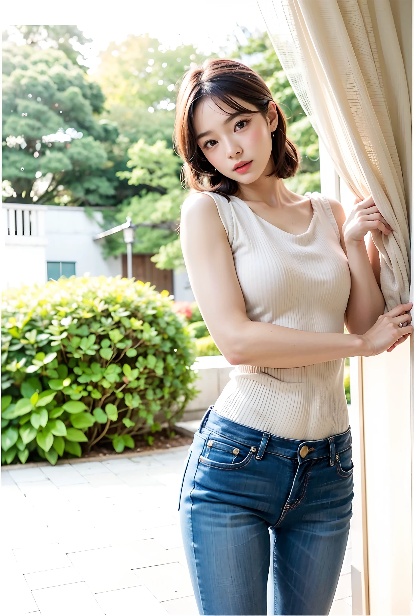 (((One girl:1.3))), ((23 years old:1.3)), (She is my daughter),
break
(Surprised Smile:1.2),
((Medium large breasts:1.3)), (Accentuated breasts:1.3, Movie chest, Shapely breasts:1.1, Perfect body),
break
(neat fashion:1.3), (white-theme:1.3), (High neck sleeveless sweater:1.3), ((Gold Necklace:1.2))
break
pleated skirt((color : green + Silver) high waist, (pattern : Plaid)):1.3),
break
(Standing leaning against the rail(color : white) wooden deck(Outdoor, open minded) Glamping Tent ((Gorgeous themes, Transparent Dome Tent, Great atmosphere, Great lighting, Transparent dome tent surrounded by nature)):1.3), ((Long Shot:1.5)), ((At night:1.7)),
break
((Her serious expression、Create a photo that conveys the feeling of a relaxed and happy moment.:1.3)),
break
(colorあせた写真:1.3), (Film Grain:1.3), Depth of written boundary, (Bokeh:1.1), (Light and shadow:1.4),
((Cowboy Shot:1.2)), ((From below:1.2)), ((Focus on her:1.2)),