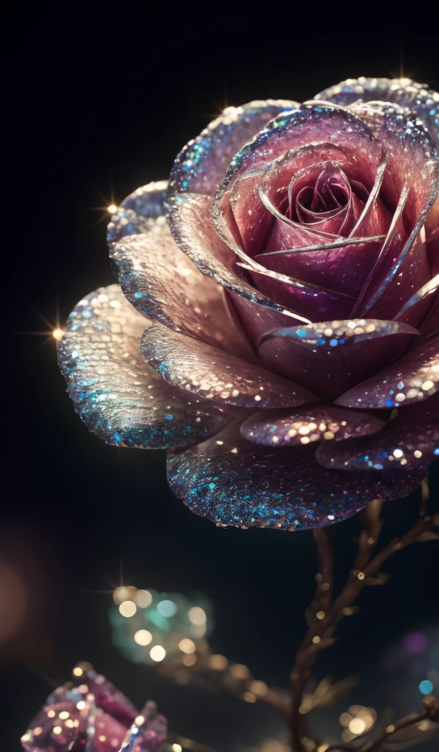 Crystal rose, fanciful, galaxias, cleanness, glittery, glittery, Splendor, Colorful, Amazing photography, dramatic lighting, photo-realism, ultra - detailed, 4K, depth of fields, A high resolution