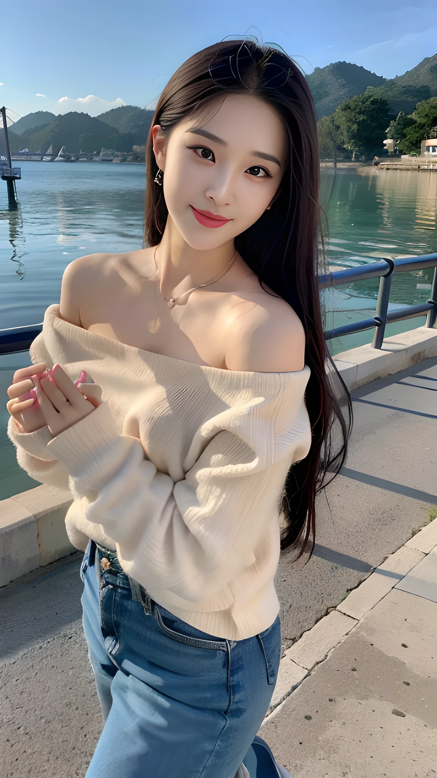 ,Gorgeous young Korean woman, Beautiful young Korean woman, ulzzangs, beautiful Korean women, Shin Jinying, young lovely Korean faces, dilraba dilmurat, xintong chen, a cute young woman, cute korean actress, Korean girl, Choi Hyun-hwa, young and cute girl,film and television shots,ssmile,Beach background by the sea