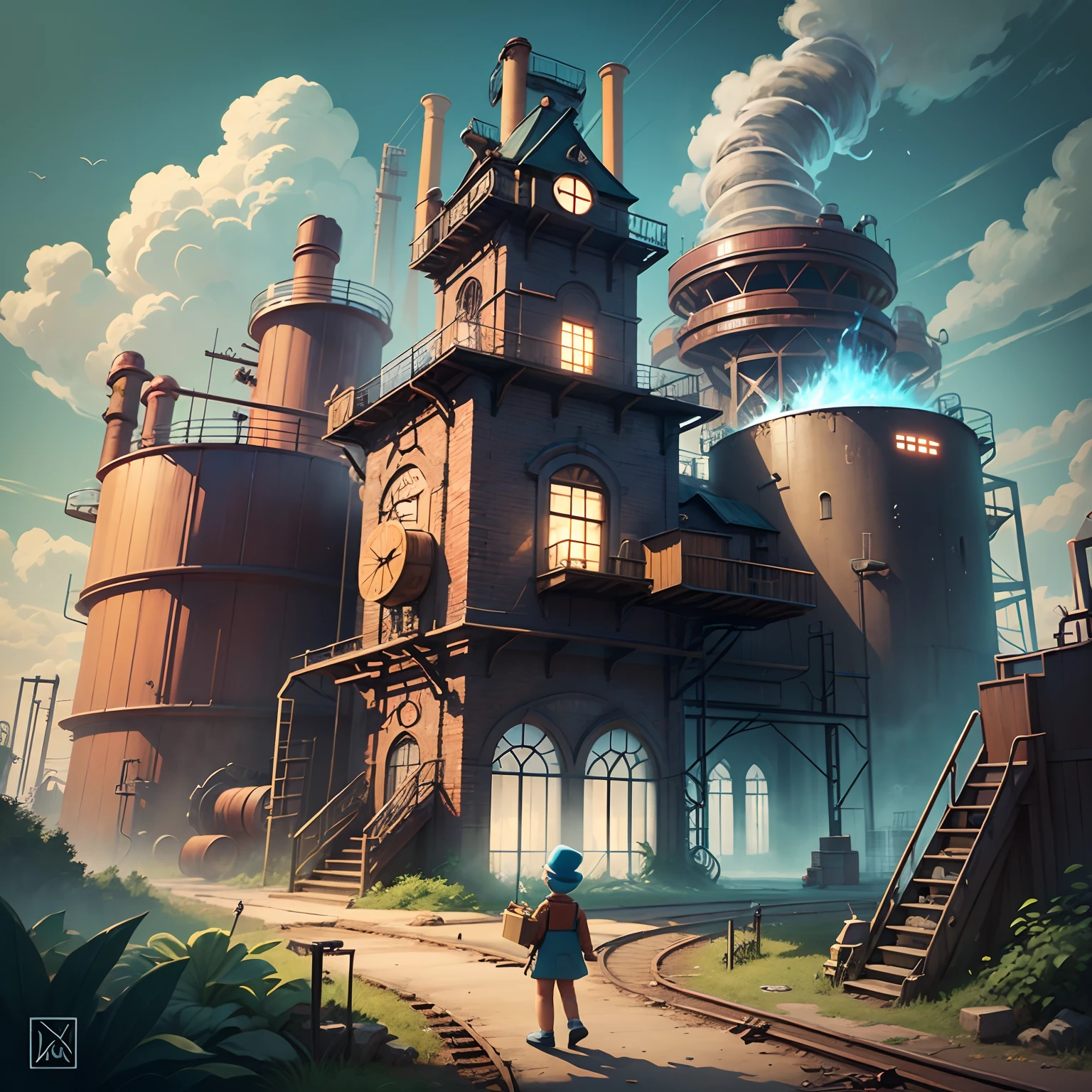 Create a Logo of a magical factory in animation, style cartoon --auto --s2